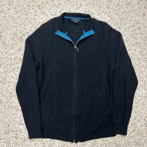 Glen Lyon Sweater 100% Cashmere Full Zip Cardigan Mock Neck Pockets Mens Large